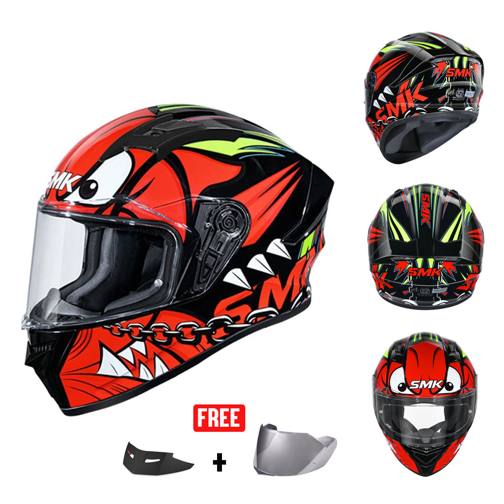 SMK STELLAR SPORT MONO FULL FACE HELMET w/ FREE SPOILER & VISOR