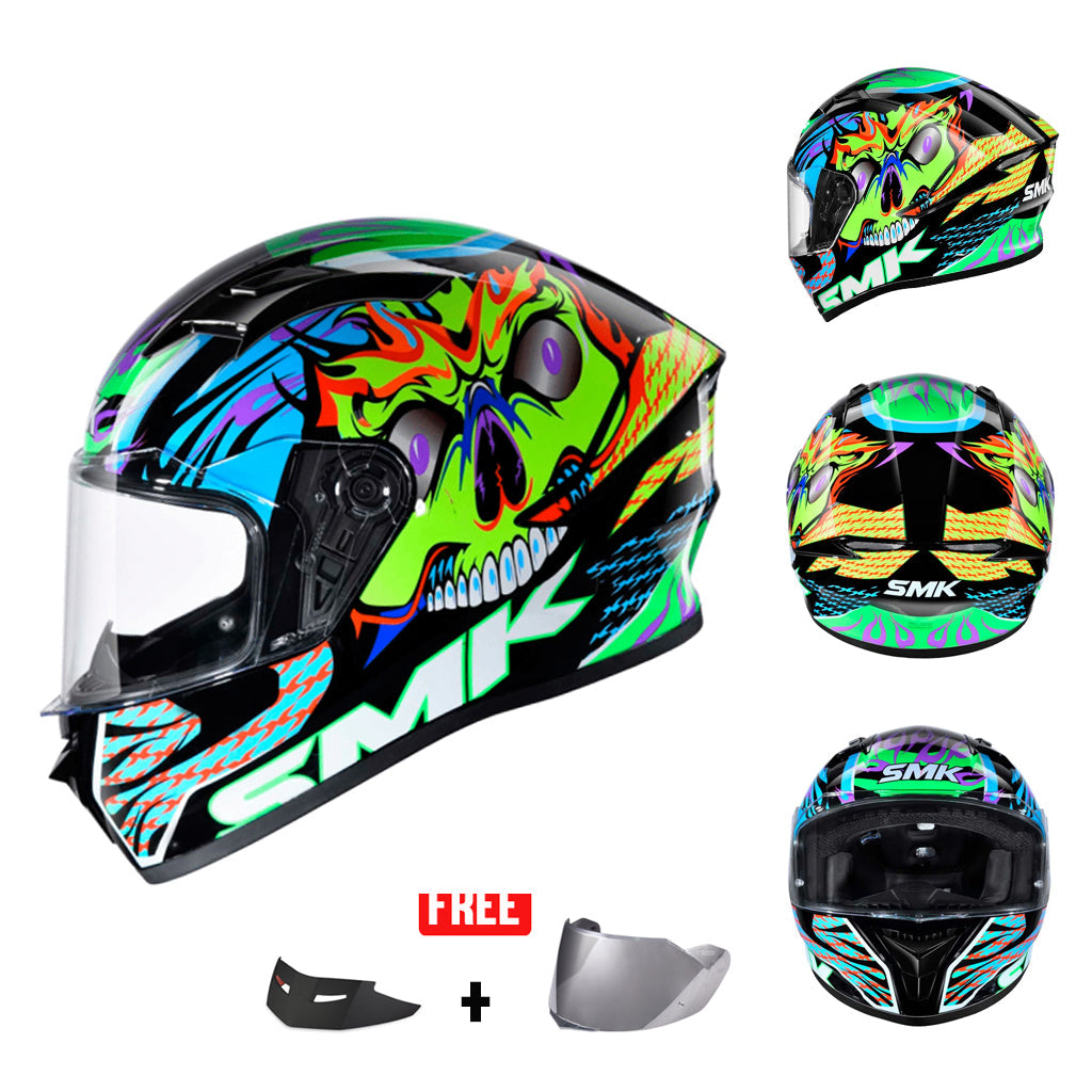 SMK STELLAR SPORT MONO FULL FACE HELMET w/ FREE SPOILER & VISOR