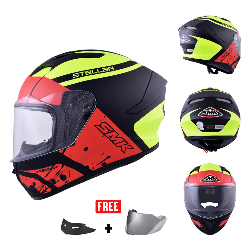 SMK STELLAR SPORT MONO FULL FACE HELMET w/ FREE SPOILER & VISOR